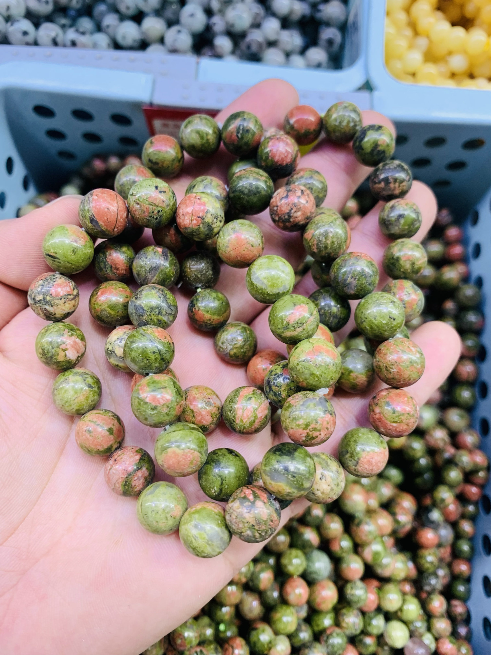 天然玉石花绿宝手链手串