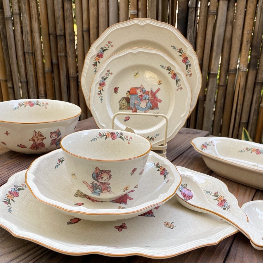 树下盒 釉中彩法式复古童话系列猫咪餐具送礼套装西餐盘鱼盘饭碗,餐饮具,盘,淘宝优惠券,粉丝福利购,淘宝优惠卷