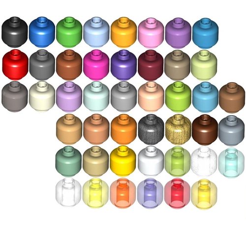 LEGO乐高 3626 30011 28621 透明浅中红蓝绿黑白紫米纯素色人仔头