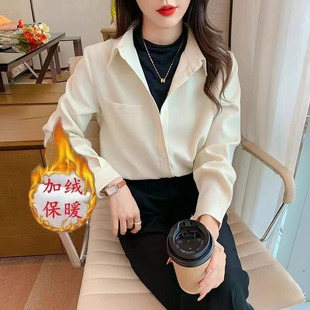 加绒衬衫女高级感轻奢减龄洋气衬衣女款2025新款爆款上衣加厚外套