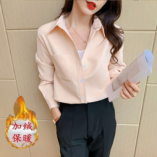 加绒衬衫女高级感轻奢减龄洋气衬衣女款2025新款爆款加厚保暖衬衣