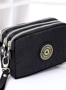 2025新款水洗牛仔三扣饰手机零钱包女士包中包钥匙收纳迷你硬币包