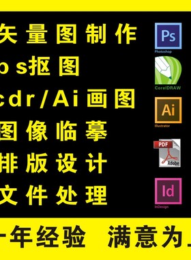 矢量图制作cdr转曲pdf修改高清图ai图片转源文件ps改尺寸logo代画