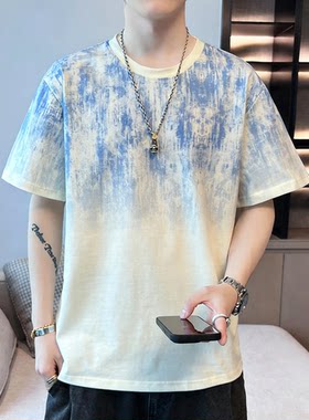 智快鱼男装官方旗舰店阿仕顿5cm单农t恤夏季潮流宽松服潮牌学生短