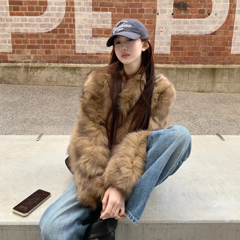 狐狸毛环保皮草外套女气质高级感慵懒风百搭冬季新款毛毛外套女