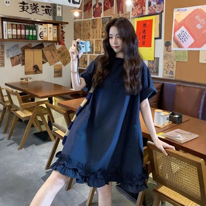 木耳边连衣裙女2026新款今年流行爆款裙子夏季慵懒减龄休闲a字裙