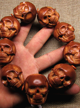 印尼橄榄核手串超大名家雕刻文玩