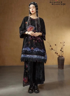 楚馨原创高定款复古民族风刺绣新中式宽松衬衣上衣女