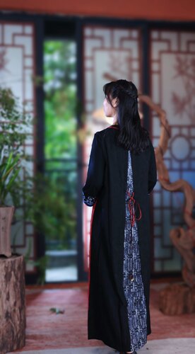 【背影】楚馨新款春装绣花民族风圆领复古女连衣裙无袖长款背心裙