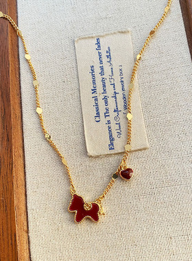 本命年复古感红色爱心钱币小马项链轻奢高级感2026年爆款锁骨链