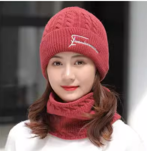 妈妈帽子中老年女款2023新款女士冬天秋季加绒围脖帽子两用毛线帽