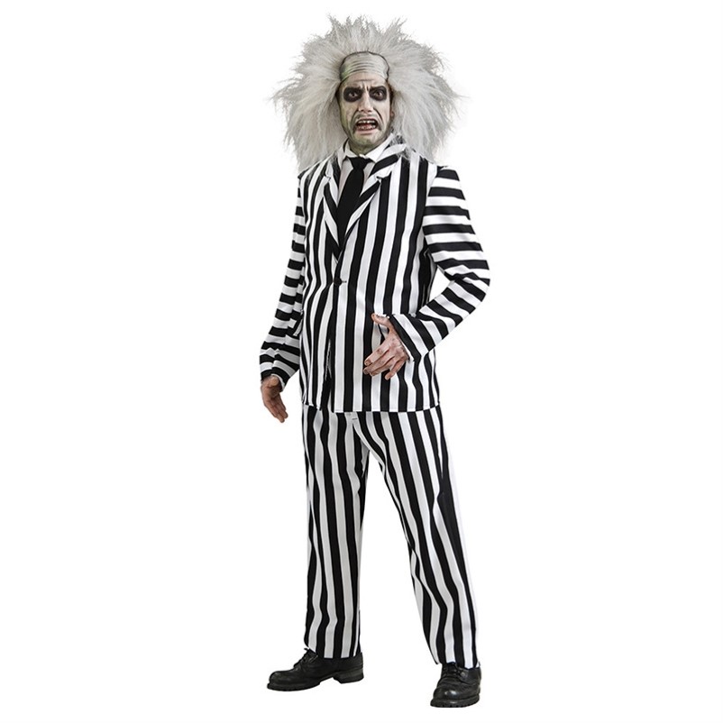 阴间大法师甲壳虫汁beetlejuice2成人黑白纹角色扮演服扮装化妆