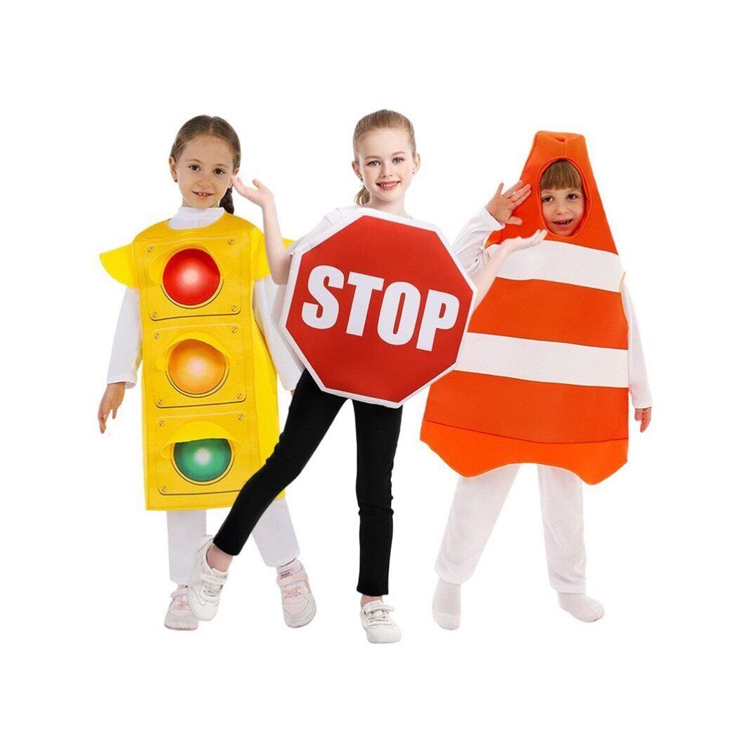 儿童新款红绿灯角色扮演cos服幼儿园演出服装卡通标识趣味警示牌