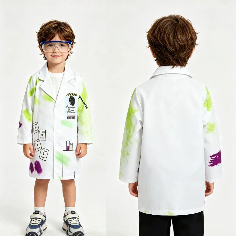 儿童职业cos服科学家扮演服幼儿园表演服实验服派对科学怪人装扮图片
