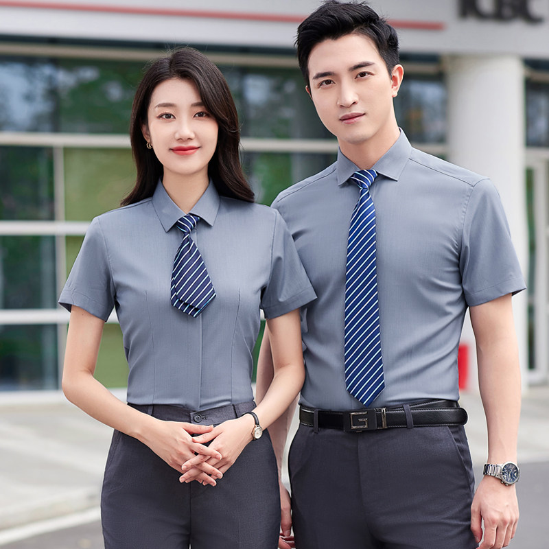 男女职业衬衫定制刺绣logo工作服