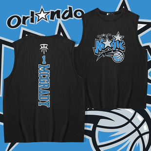 魔术队特雷西麦迪1号圆领宽松背心男女夏季纯棉打底衫休闲无袖T恤