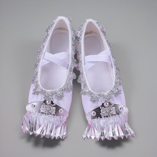 白色舞蹈鞋女童民族风布鞋舞台演出鞋儿童女中国舞苗族傣族舞蹈鞋