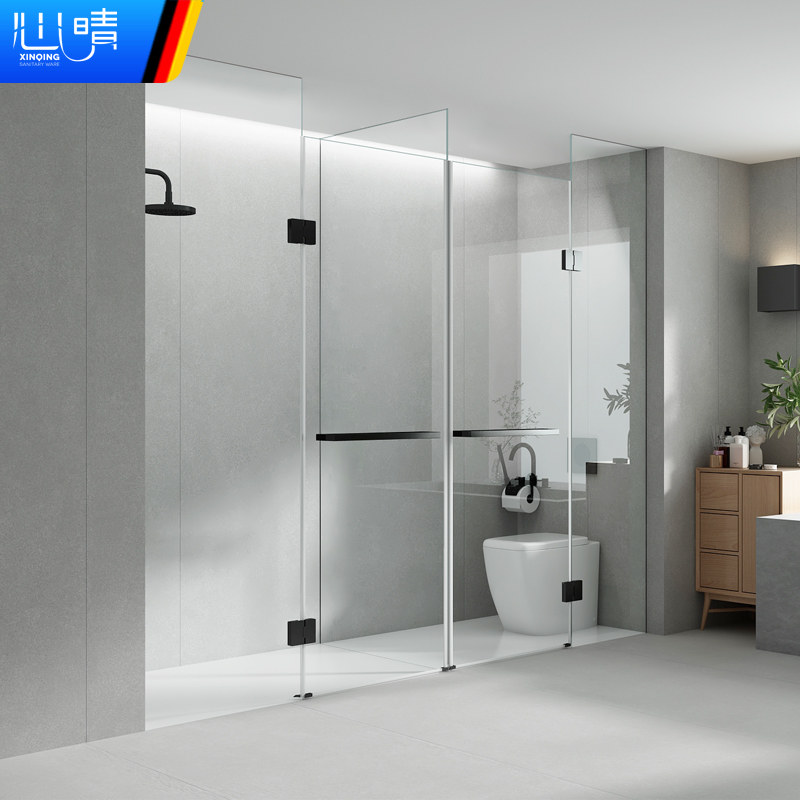 心晴定制浴室隔断钢化玻璃门卫生间干湿分离l型极简无边框淋浴房