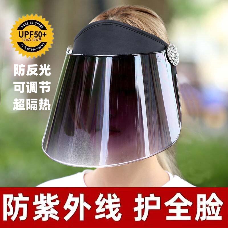 防晒帽女夏季遮全脸空顶遮太阳面罩男骑车电动车防紫外线遮阳帽子