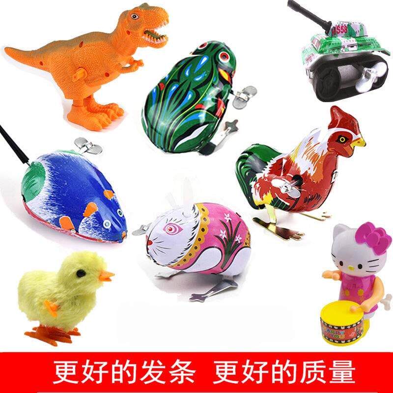 80년대 이후 세대를 위한 작은 동물 향수를 불러일으키는 어린이용 작은 개구리 태엽 장난감 주석 개구리 권선 점프 개구리 힘차게 튀는 작은 동물