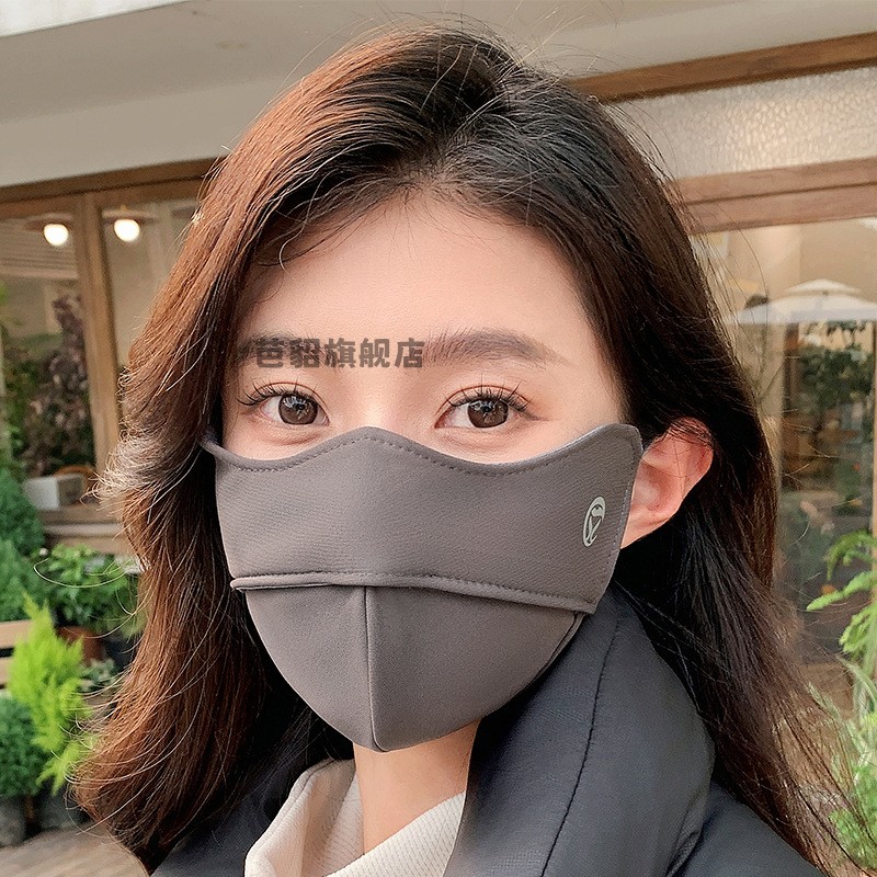 秋冬季时尚5d立体高颜值保暖口罩男女透气护眼角加绒防寒鱼骨面罩