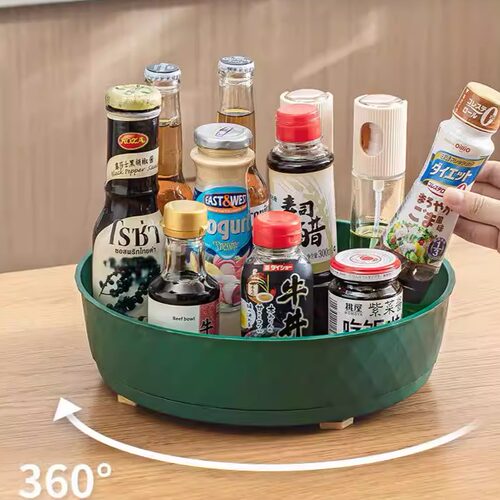 厨房可旋转调料置物架多功能360度调味酱油醋收纳架子轻奢水果盘