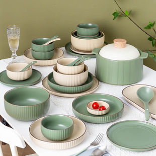 北欧碗碟餐具的套装轻奢碗盘碗筷组合单个盘子碗具日式陶瓷碗家用