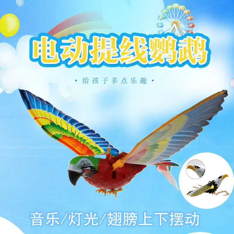 同款彷真电动飞鹦鹉老鹰带声音音乐灯光动物电动儿童玩具驱鸟