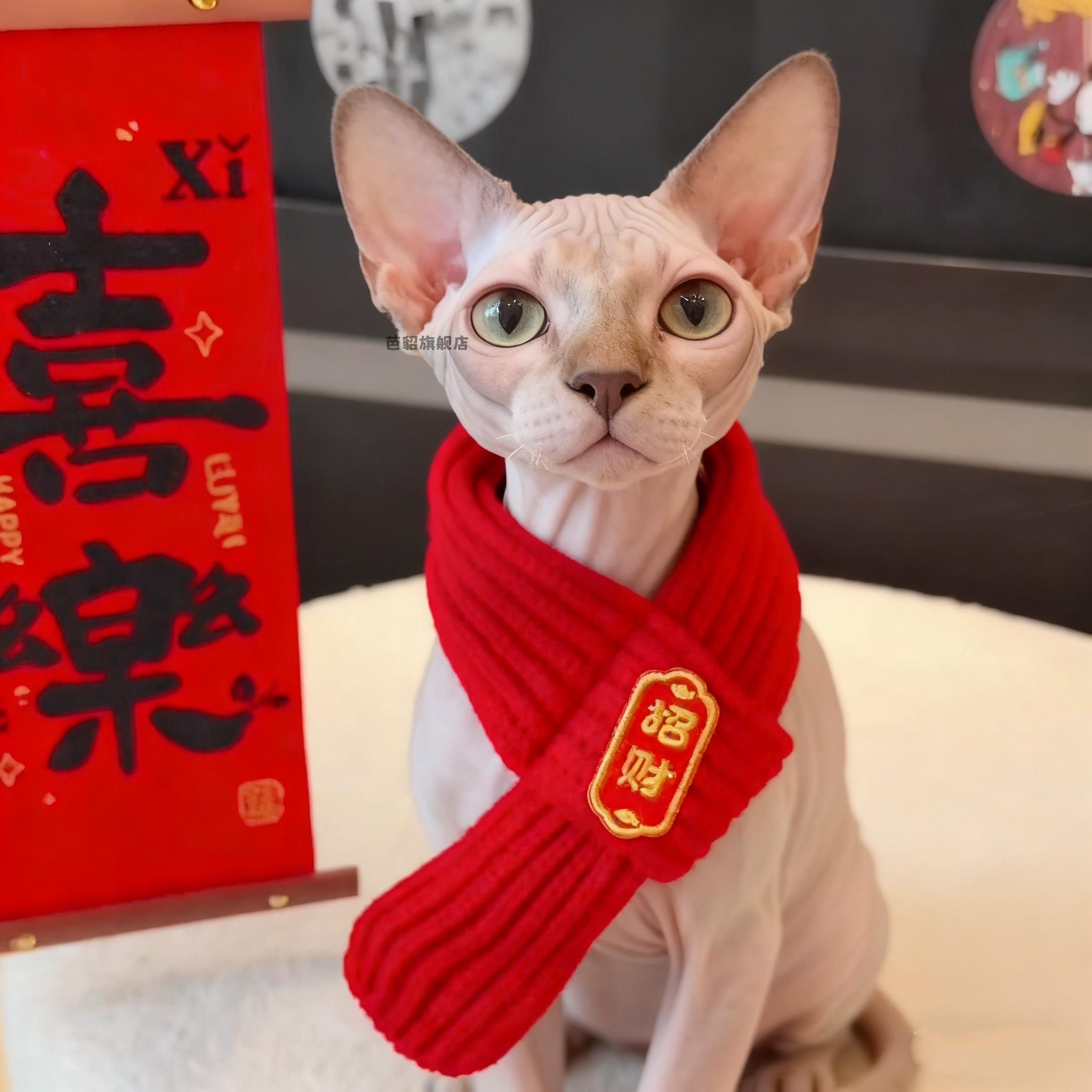 德文猫无毛新年围脖围巾围兜口水巾猫咪配饰装饰小型犬狗狗宠物,宠物/宠物食品及用品,围巾/口水巾,淘宝优惠券,粉丝福利购,淘宝优惠卷