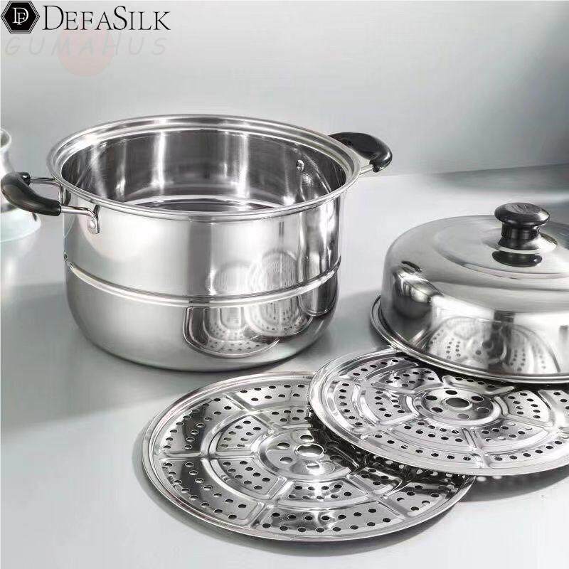 304特厚不锈钢双层蒸锅家用蒸锅大号汤锅蒸鱼锅电磁炉煤气灶通用