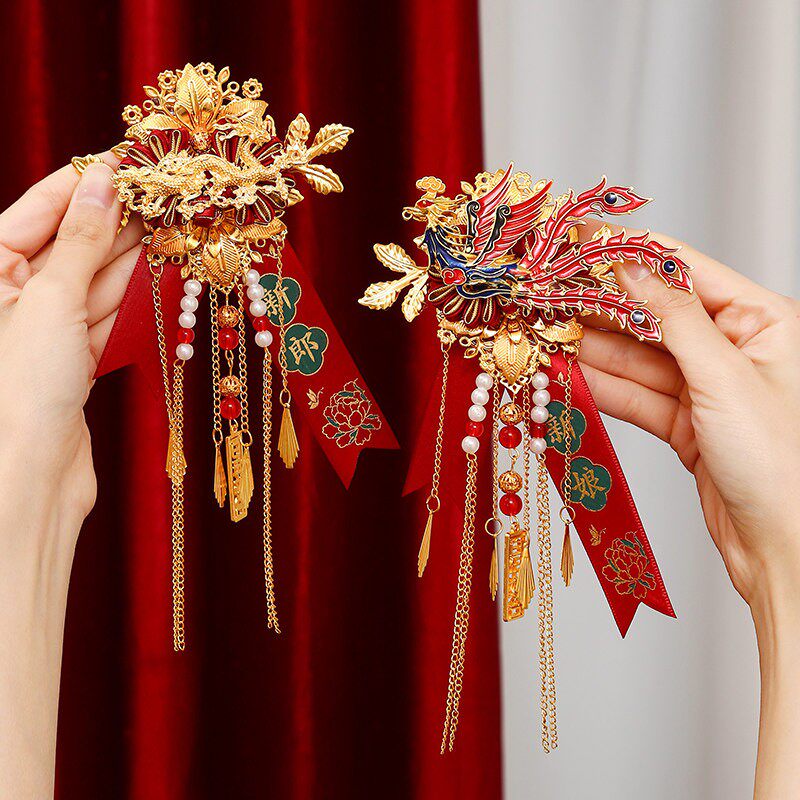 结婚龙凤胸花一对家人全套新郎新娘婚礼高档胸花父母伴郎彷真襟花