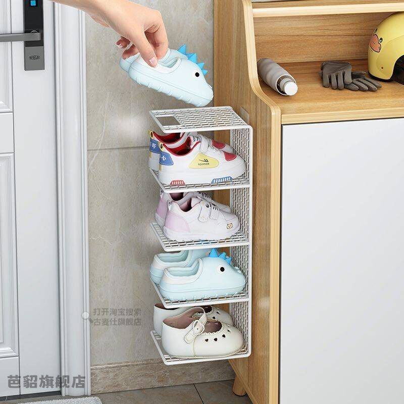 家用门口简易宝宝专用壁挂鞋子收纳架儿童鞋架多层窄款省空间鞋柜,收纳整理,鞋盒,淘宝优惠券,粉丝福利购,淘宝优惠卷