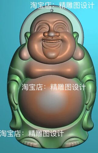 Jdp3立体站佛双面精雕图弥勒佛浮雕图布袋弥勒佛挂件平雕图3D图纸