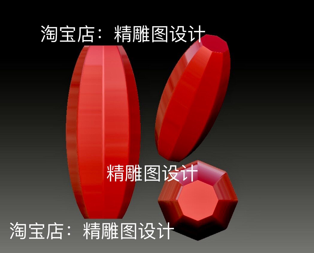 Stl11八瓣长桶珠子圆雕图灯笼精雕图瓜棱珠子3D浮雕图雕刻机图纸