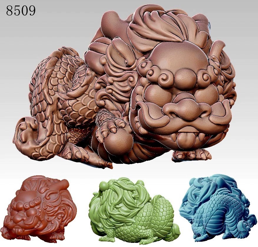 Stl趴趴卡通龙圆雕图萌龙精雕图三维立体图3D打印图盘龙3D雕刻图