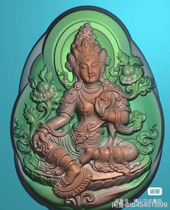 jdp绿度母精雕图坐观音度母浮雕图电脑雕刻图雕刻图jdp格式图纸