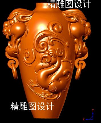 stl朱雀青龙兽瓶圆雕图花瓶貔貅三维立体精雕图雕刻图纸文件瓶子