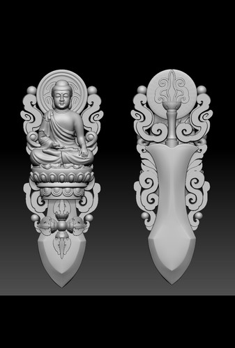 StlK剑如来圆雕图STl金刚杵佛精雕图3D玉雕南红玛瑙水晶雕刻图纸