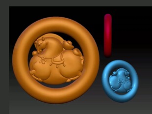 Stl圆形镂空马圆雕图3D手镯心元宝马图纸三维立体图3d打印图纸