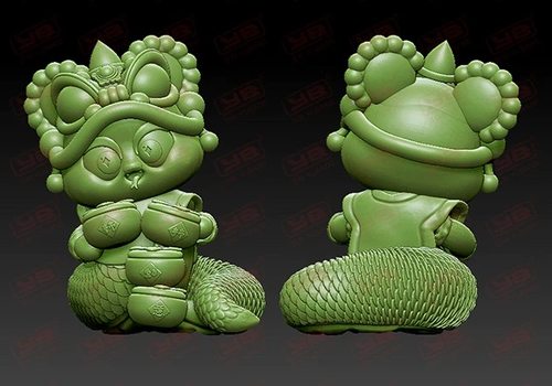 Stl(事事如意圆雕图立体图STL文件三维3D雕刻模型生肖蛇瑞蛇图纸