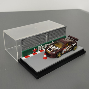 赛车跑道赛道F1场景亚克力展示盒1:64比例汽车模型微缩街道地台