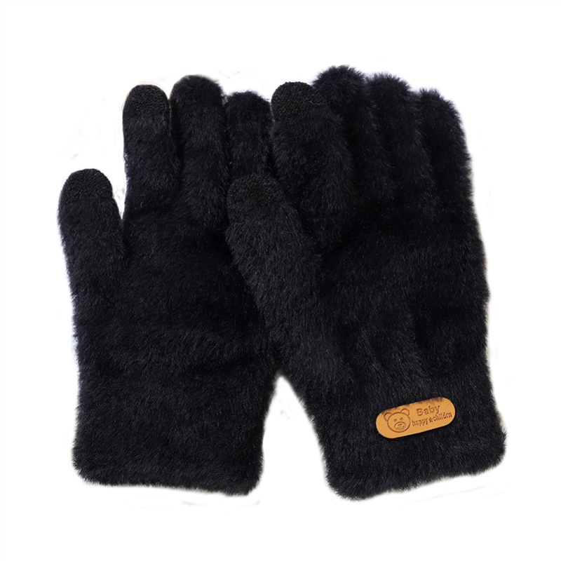 手套冬季女士保暖加厚加绒可男毛绒学生防寒骑车分指触屏高级针织