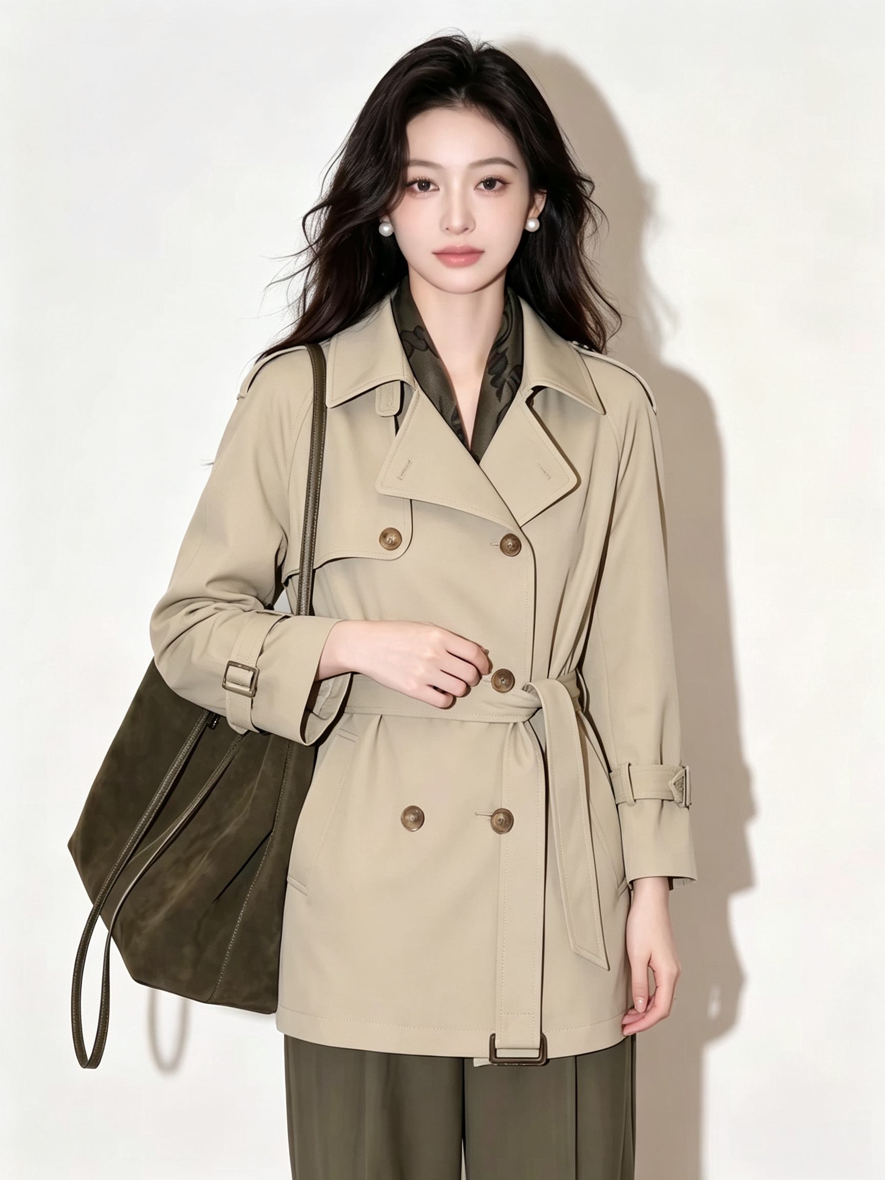 2026新款高端欧货卡其色短款风衣外套女小个子韩系高级感休闲上衣