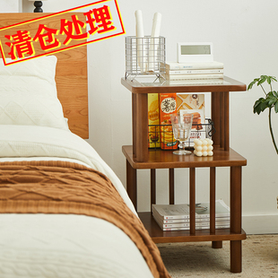 儿童房间卧室边几床头桌全实木简约边柜小户型玻璃饰面轻奢床头柜