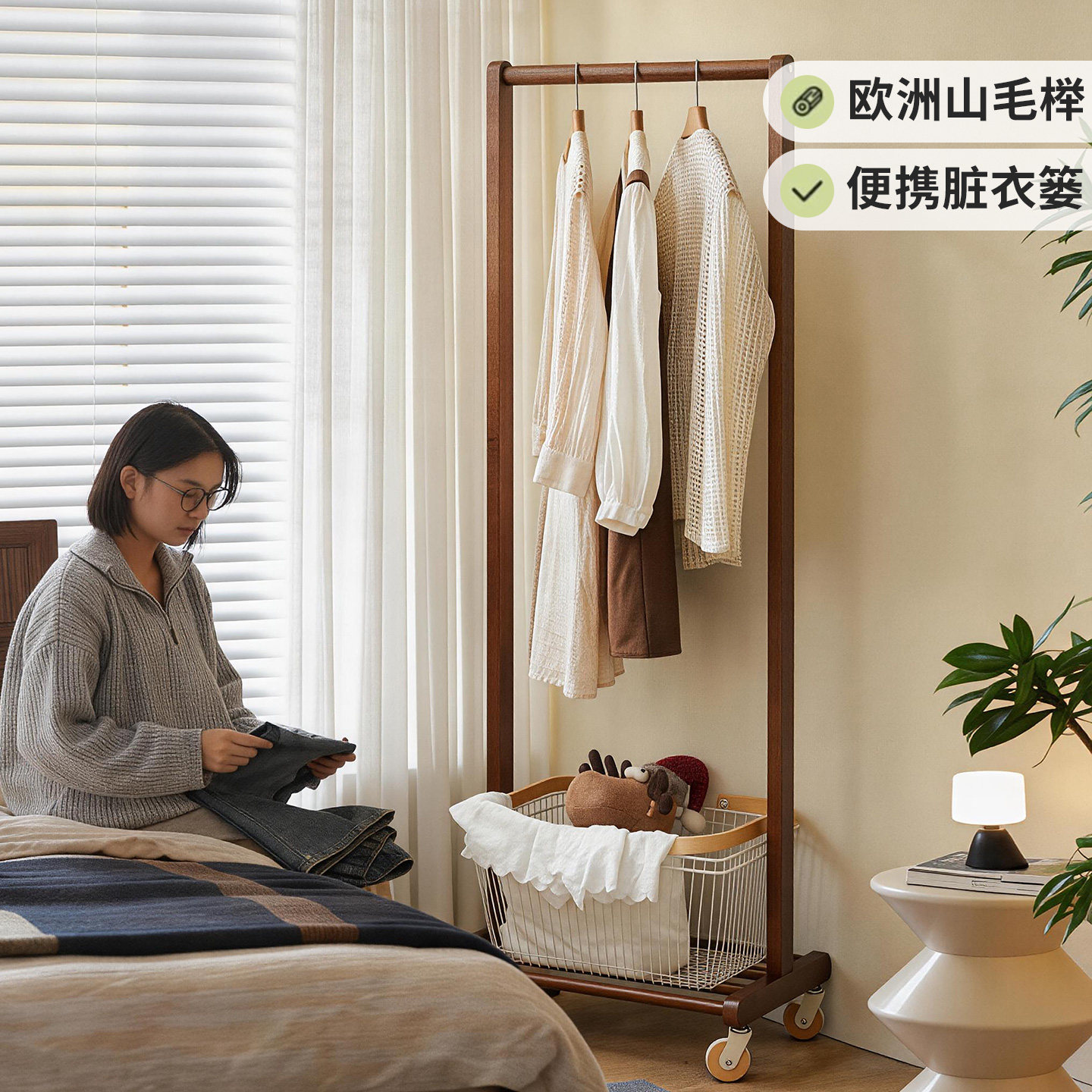 中古风挂衣架家用卧室收纳置物架图片