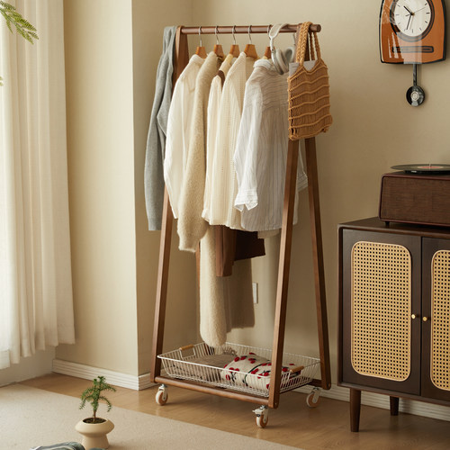 实木可移动衣帽架卧室轻奢挂衣架
