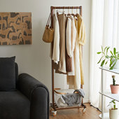 实木衣帽架落地家用卧室可移动挂衣架室内房间床尾晾衣架置物架子