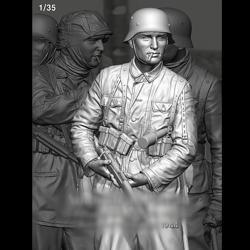 1/35人物模型WW2二战兵人德国机械化步兵GK白模手办摆件177