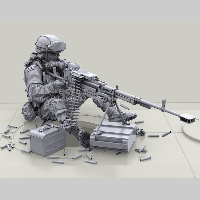 1/35人物模型俄军现代陆军重机枪手兵人GK白模手办特种部队137
