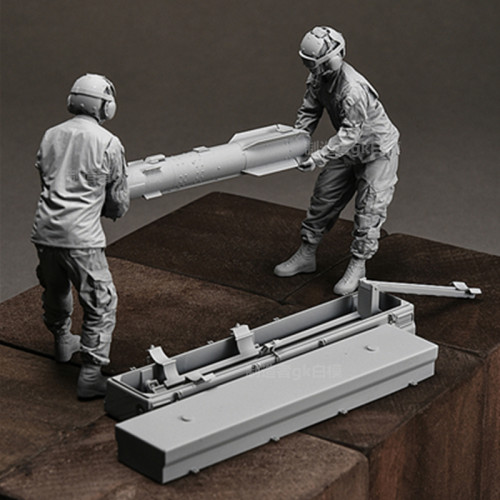 1/35美国陆军阿帕奇直升机地面机组现代兵人gk白模手办摆件222